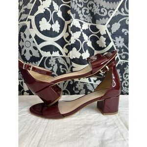 Free People Dark Red Patent Leather Womens Ankle Strap Sandals Shoes 8.5 US 39EU